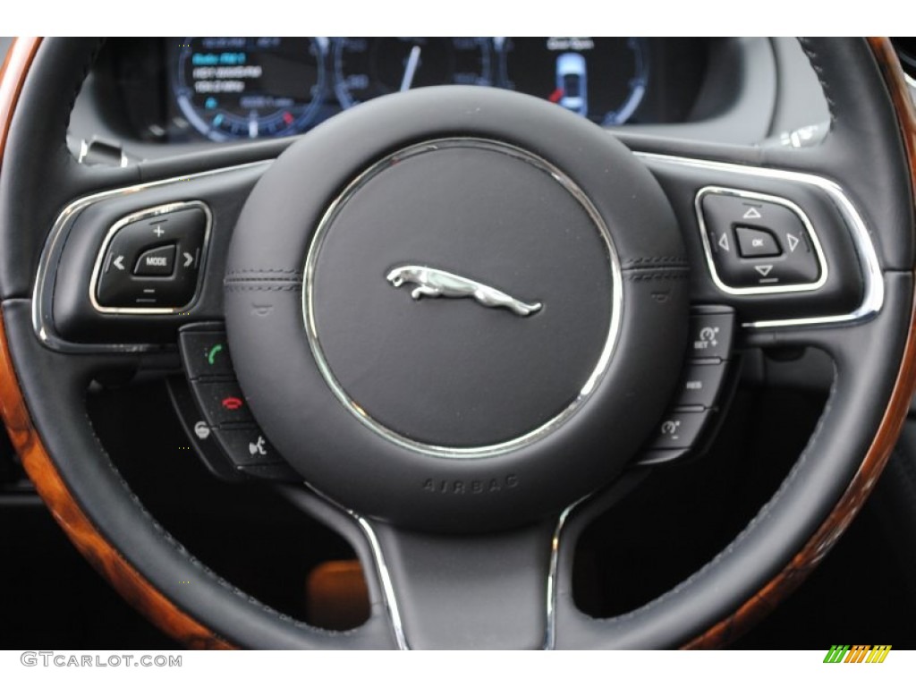 2011 Jaguar XJ XJL Jet Black/Ivory Steering Wheel Photo #62617052