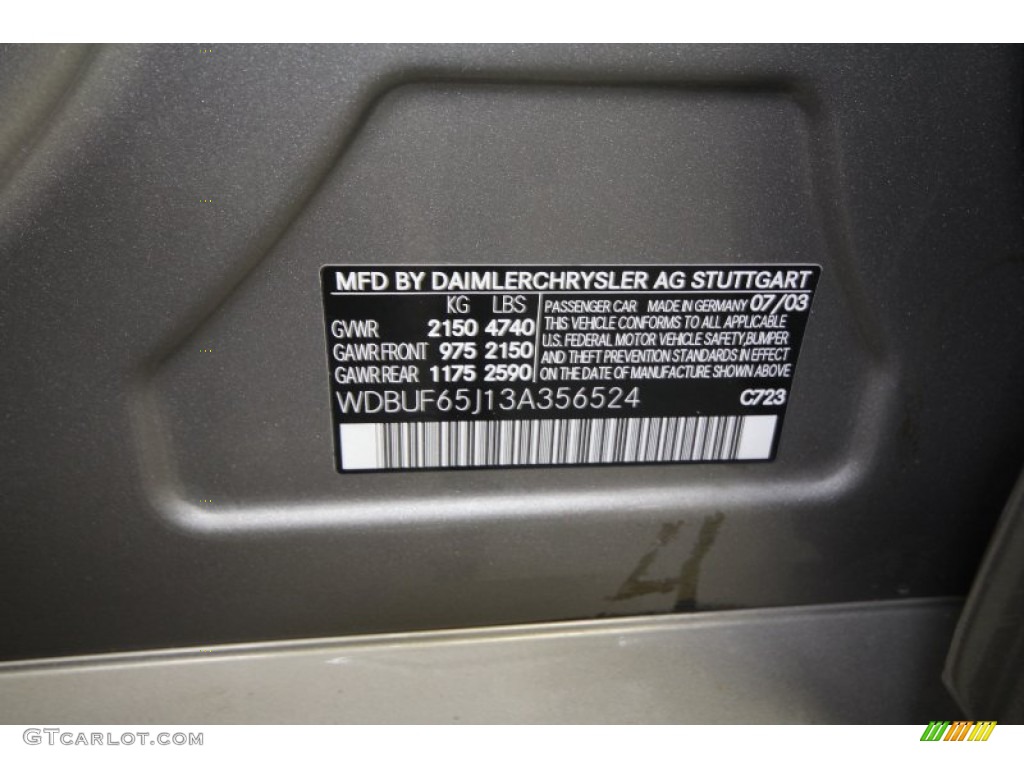 2003 E Color Code 723 for Pewter Silver Metallic Photo #62618333