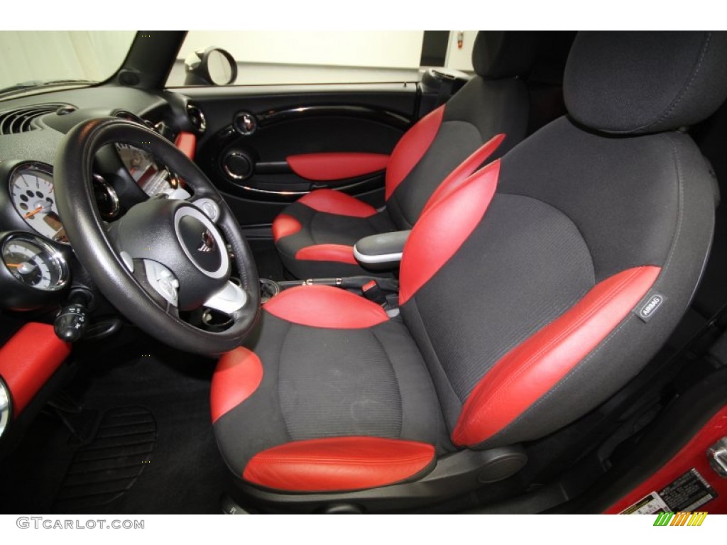 Black/Rooster Red Interior 2009 Mini Cooper S Convertible Photo #62619854