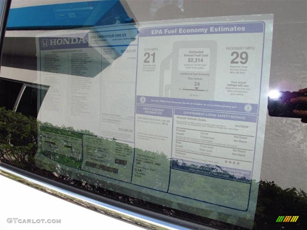 2012 Honda Accord Crosstour EX Window Sticker Photo #62623271