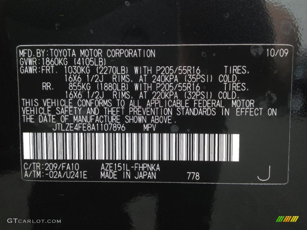 2010 xB Color Code 209 for Black Sand Pearl Photo #62633504