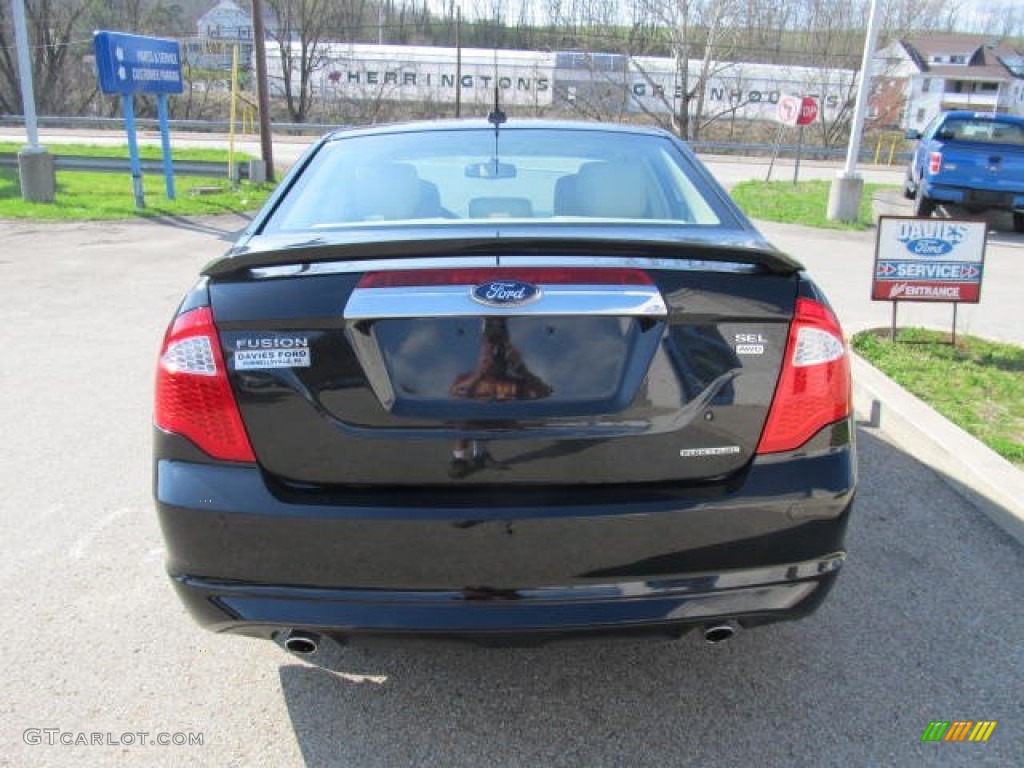 2011 Fusion SEL V6 AWD - Tuxedo Black Metallic / Camel photo #4