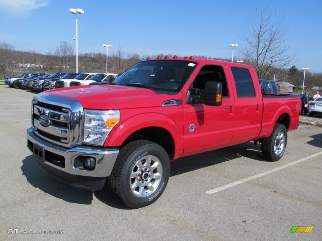 2012 F350 Super Duty Lariat Crew Cab 4x4 - Vermillion Red / Black photo #8