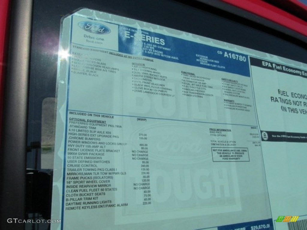 2012 Ford E Series Cutaway E350 Commercial Utility Truck Window Sticker Photos