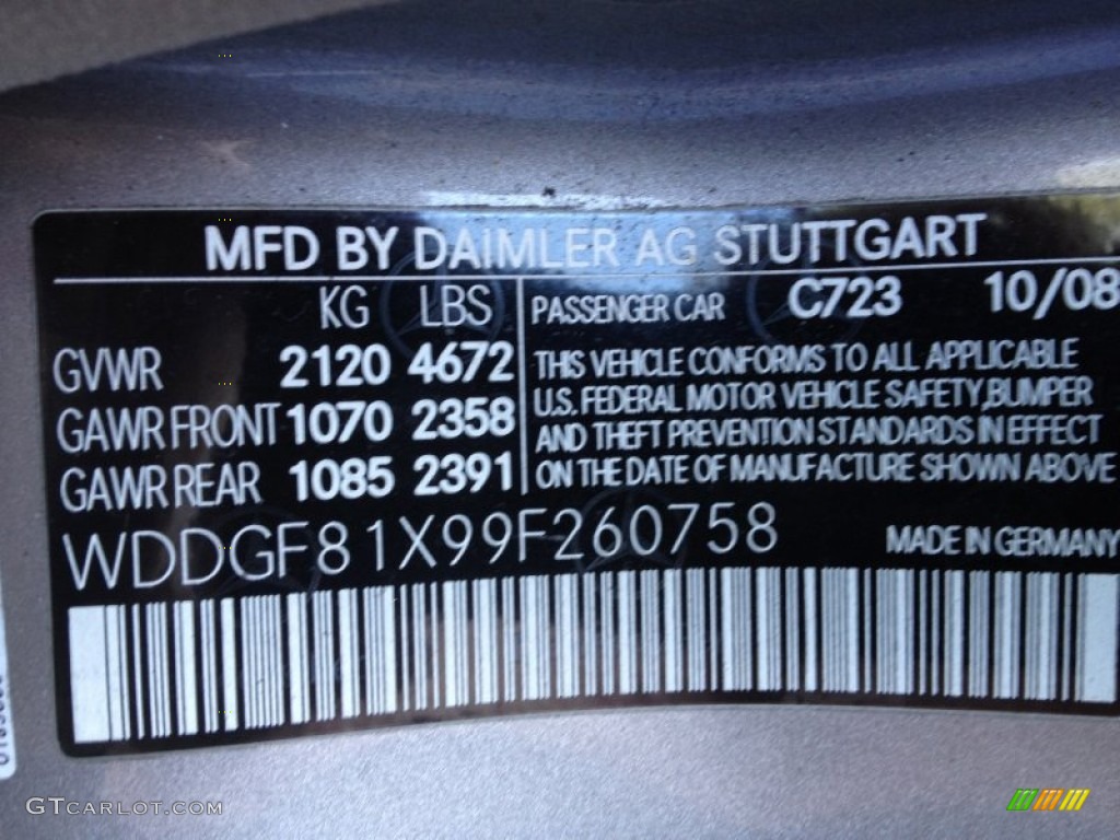 2009 C Color Code 723 for Pewter Metallic Photo #62646718
