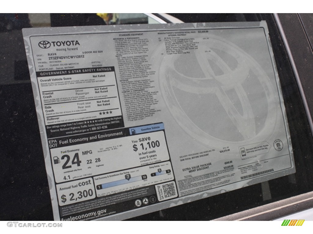 2012 Toyota RAV4 I4 Window Sticker Photos