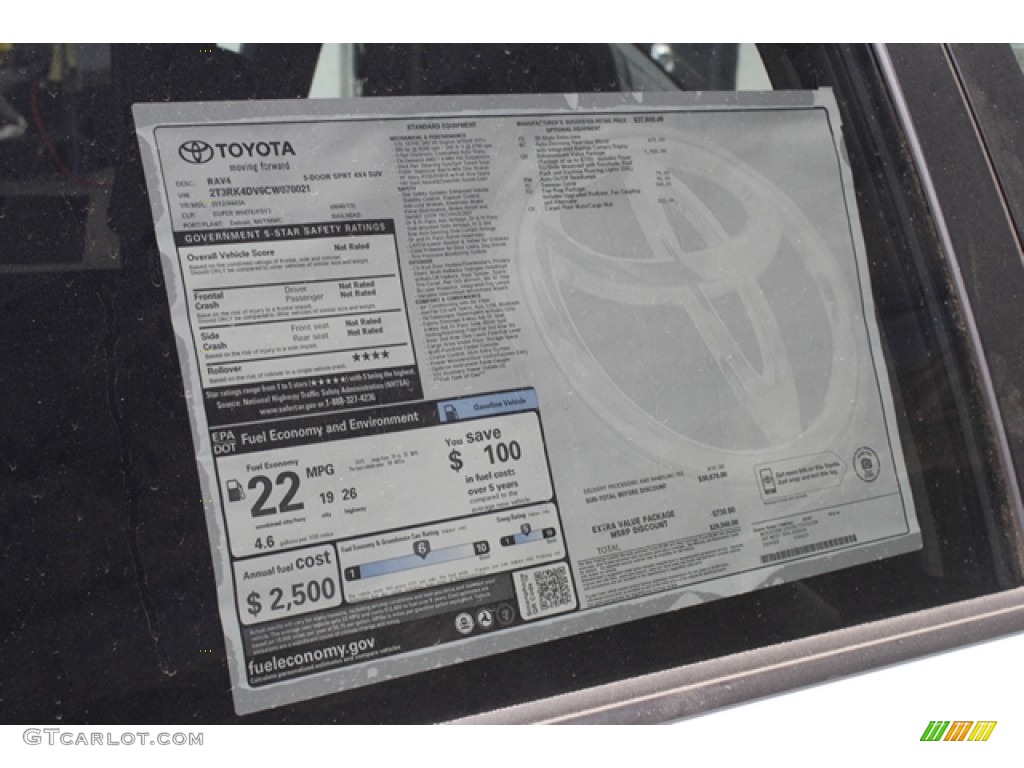 2012 Toyota RAV4 V6 Sport 4WD Window Sticker Photo #62651398
