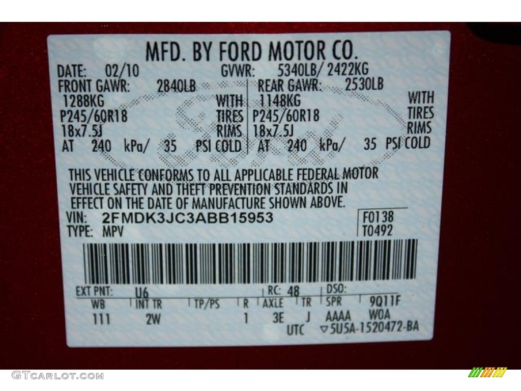 2010 Edge Color Code U6 for Red Candy Metallic Photo #62658360