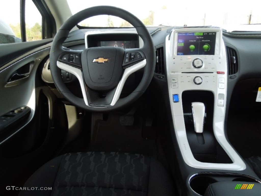 2012 Chevrolet Volt Hatchback Jet Black/Ceramic White Accents Dashboard Photo #62659026