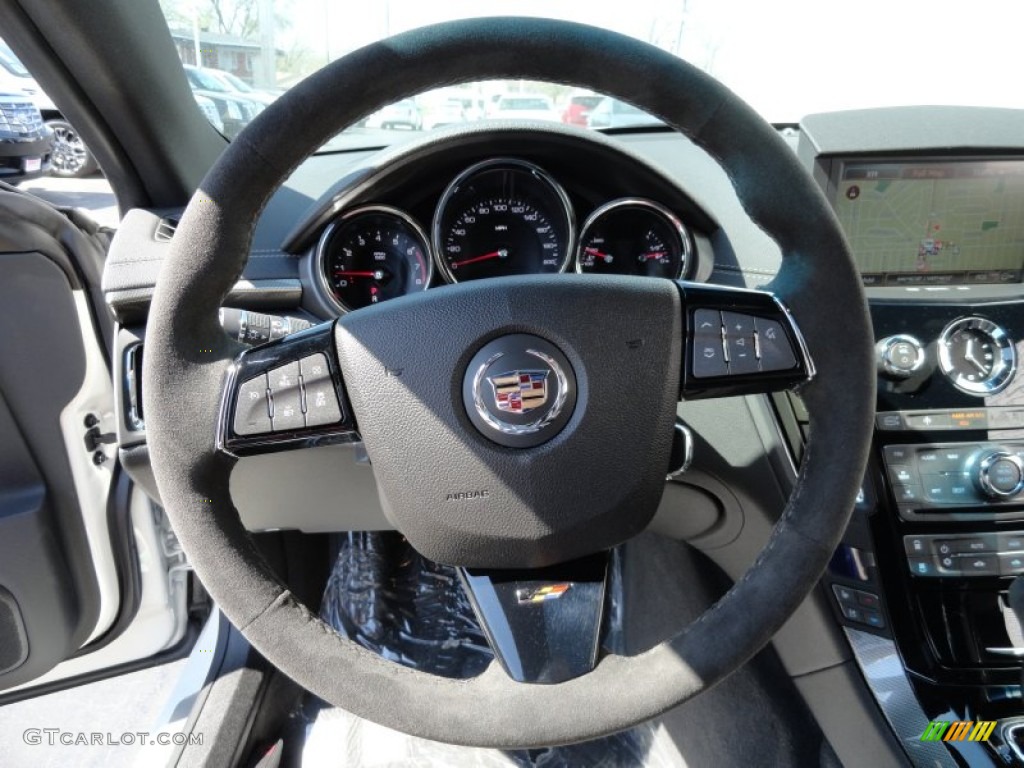 2012 Cadillac CTS -V Coupe Ebony/Ebony Steering Wheel Photo #62662554