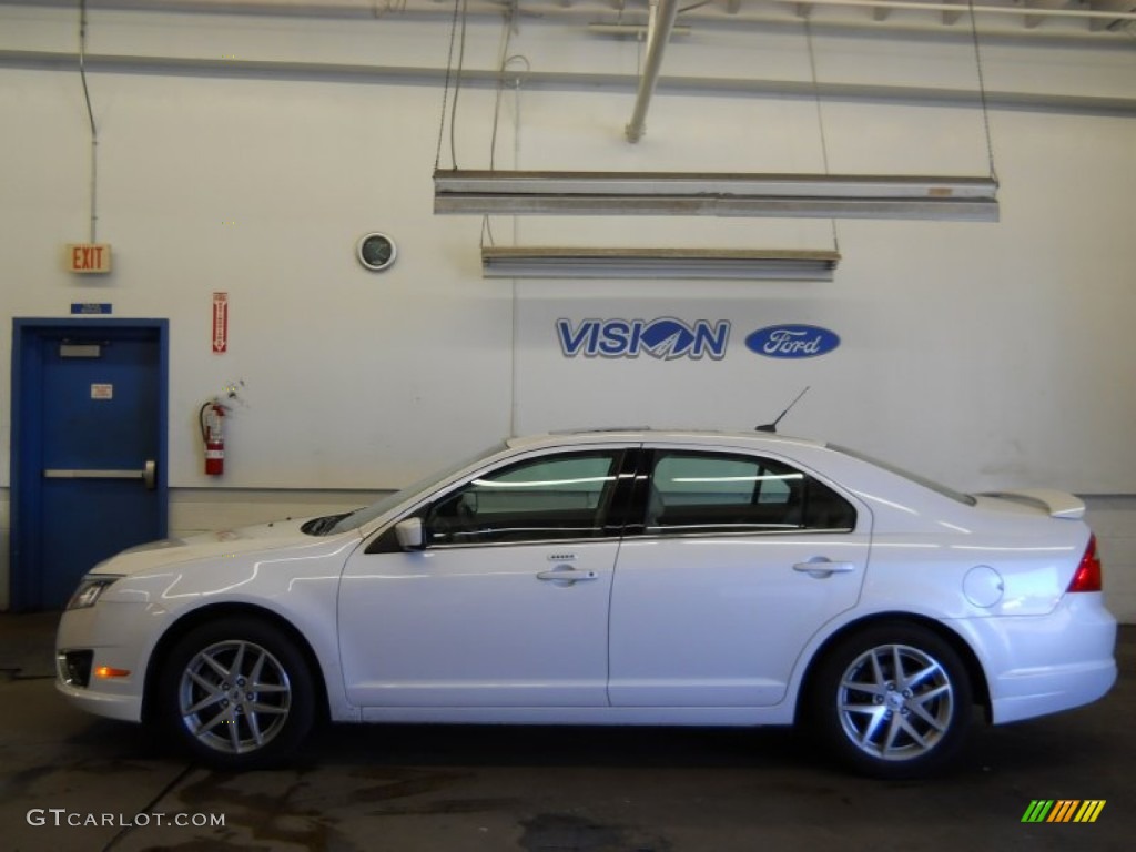 2010 Fusion SEL V6 AWD - White Platinum Tri-coat Metallic / Camel photo #16