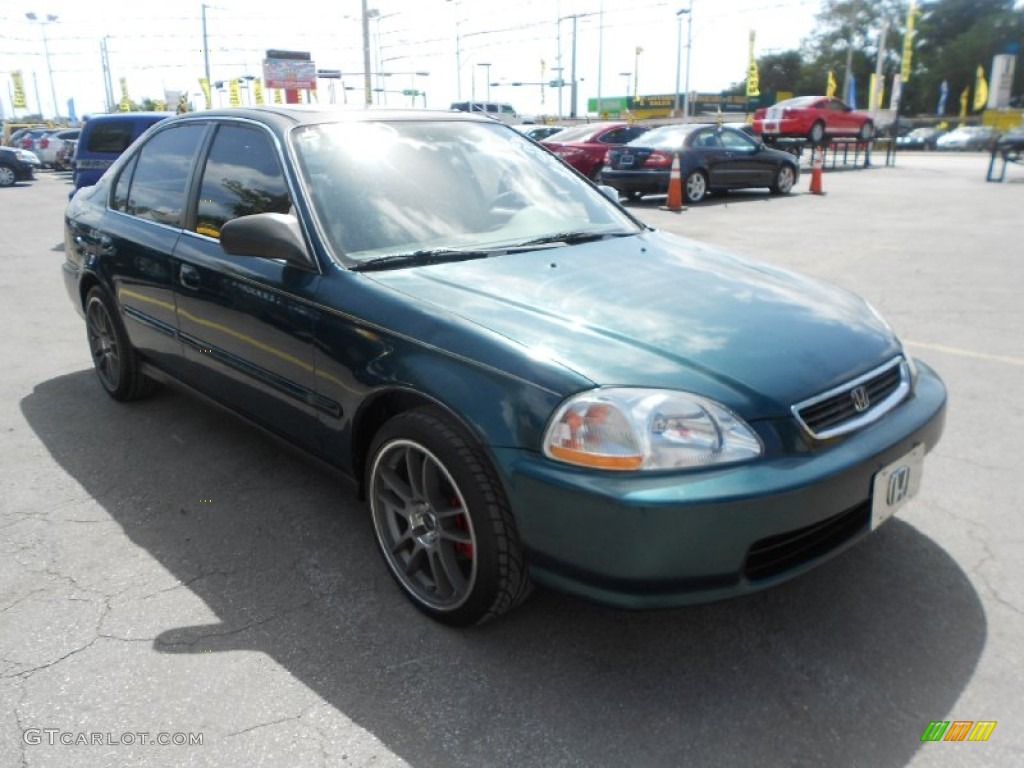1998 Civic EX Sedan - Cypress Green Pearl / Beige photo #3