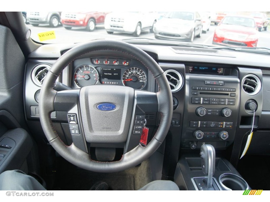 2012 Ford F150 FX2 SuperCrew FX Sport Appearance Black/Red Steering Wheel Photo #62665234