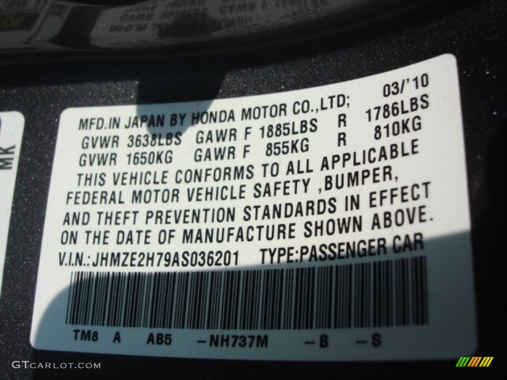 2010 Insight Color Code NH737M for Polished Metal Metallic Photo #62666777