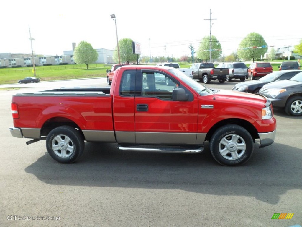 2004 F150 XLT Regular Cab - Bright Red / Tan photo #2