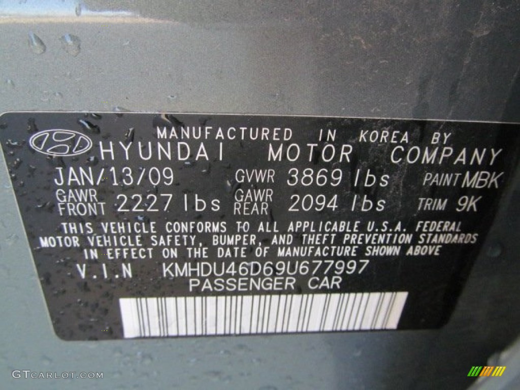 2009 Elantra Color Code MBK for Natural Khaki Photo #62671569