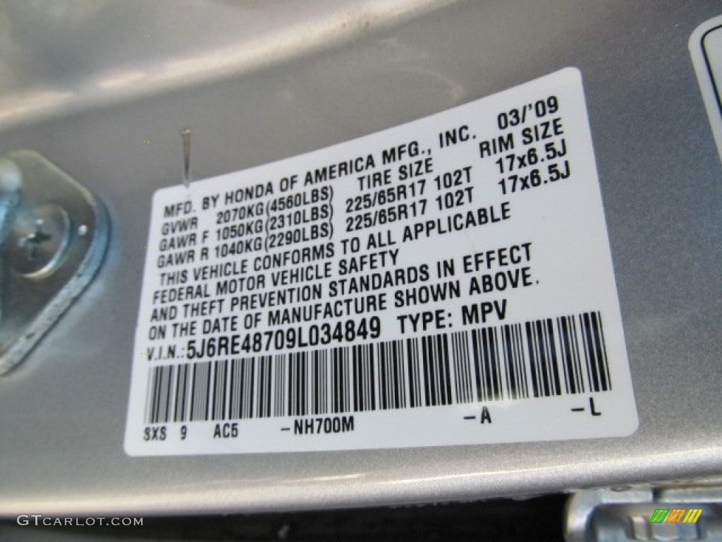 2009 CR-V EX-L 4WD - Alabaster Silver Metallic / Black photo #19