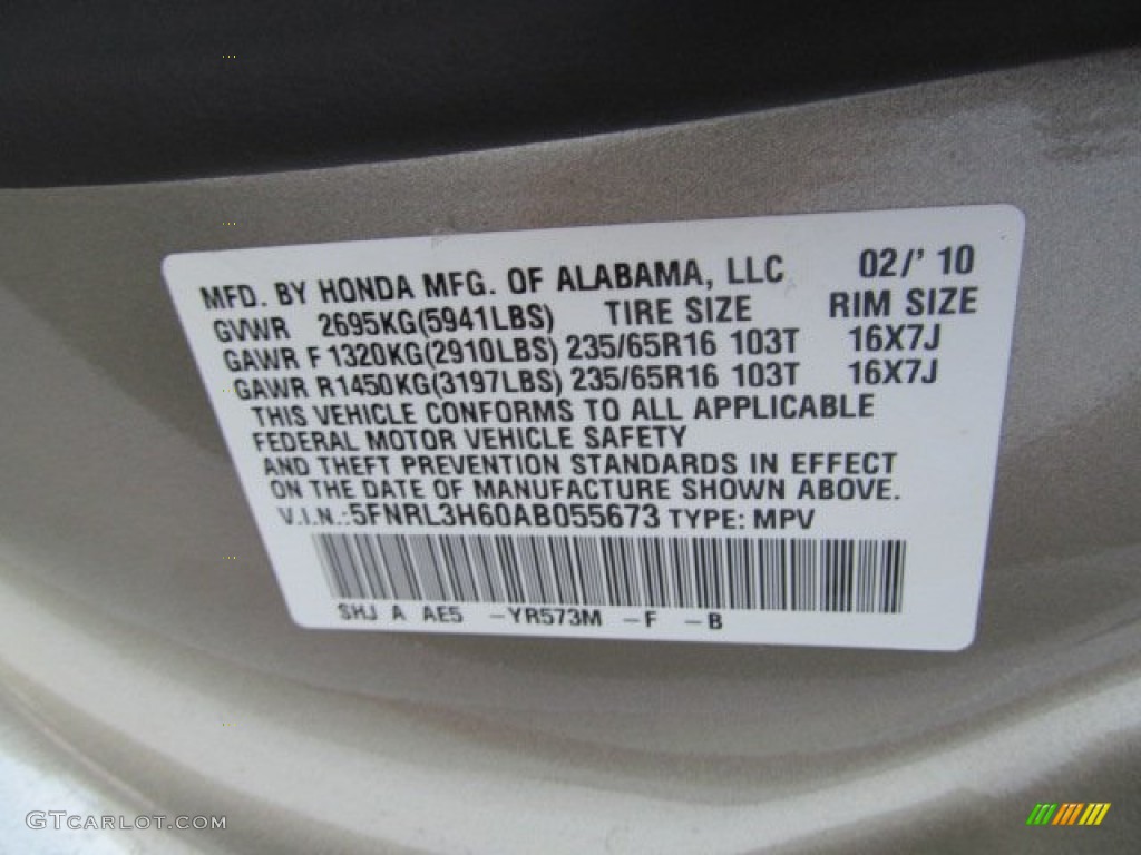 2010 Odyssey Color Code YR573M for Mocha Metallic Photo #62673999