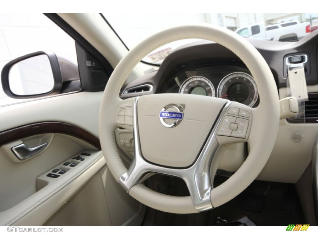 2012 Volvo S80 3.2 Sandstone Beige Steering Wheel Photo #62675108