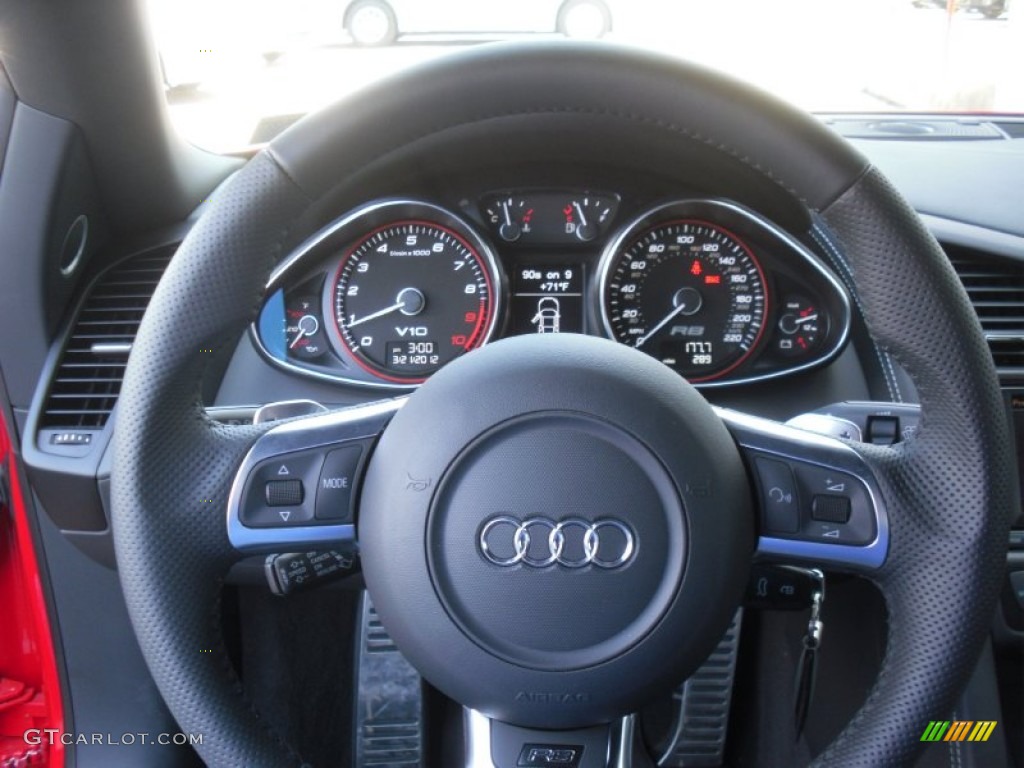 2011 Audi R8 Spyder 5.2 FSI quattro Black Fine Nappa Leather Steering Wheel Photo #62676587