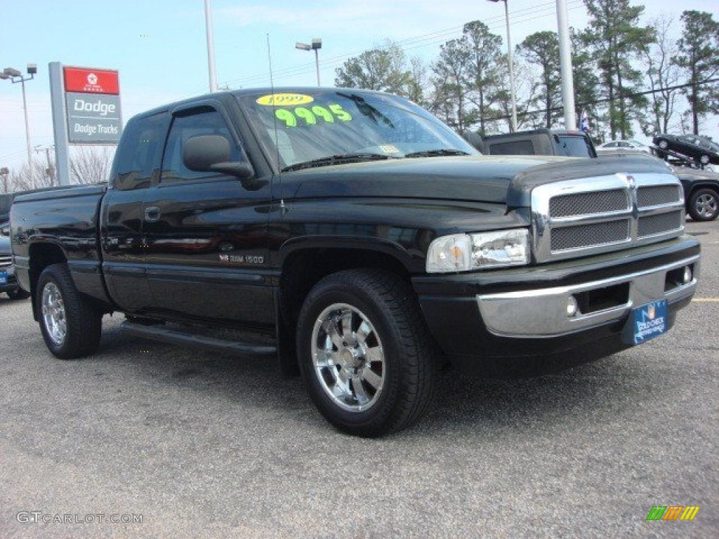 1999 Ram 1500 SLT Extended Cab - Black / Mist Gray photo #7