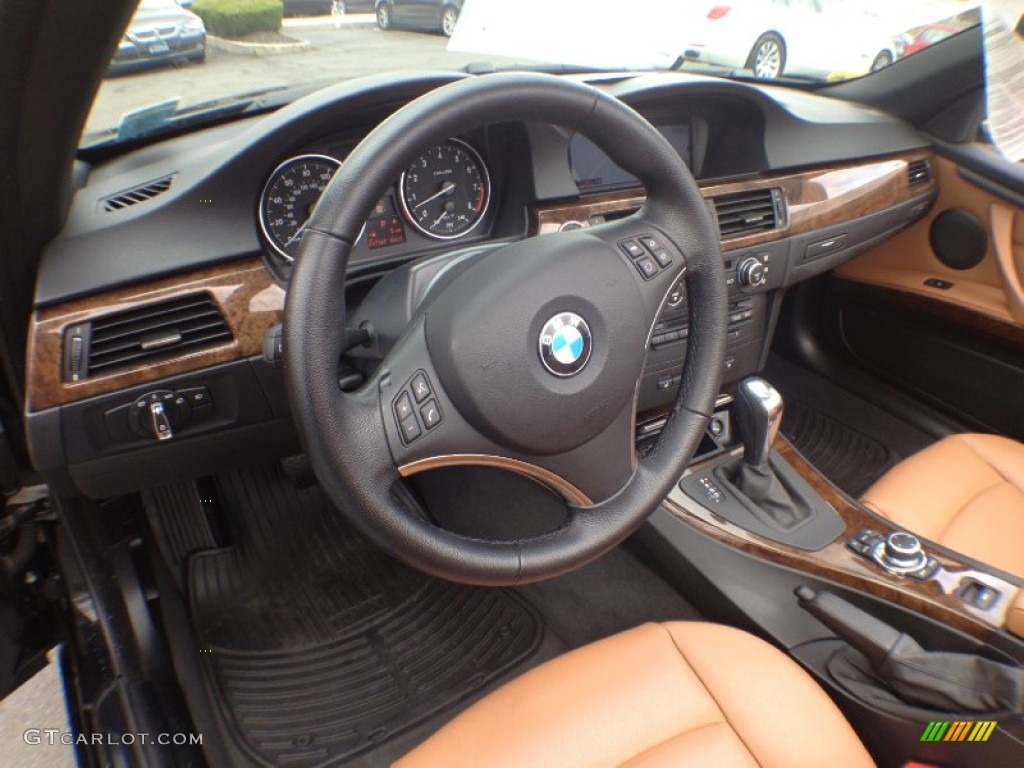 2009 BMW 3 Series 328i Convertible Saddle Brown Dakota Leather Steering Wheel Photo #62681001