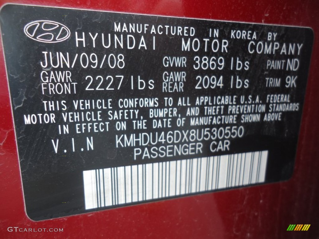 2008 Elantra Color Code ND for Apple Red Pearl Photo #62683826