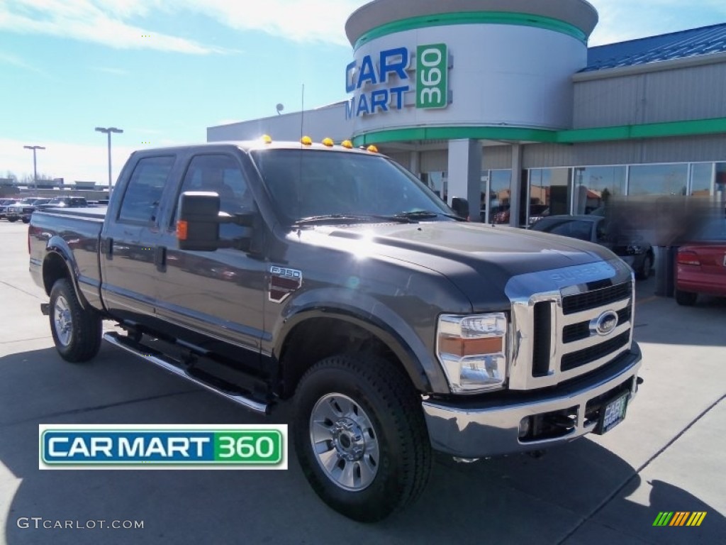 2008 F350 Super Duty Lariat Crew Cab 4x4 - Dark Shadow Grey Metallic / Medium Stone photo #1