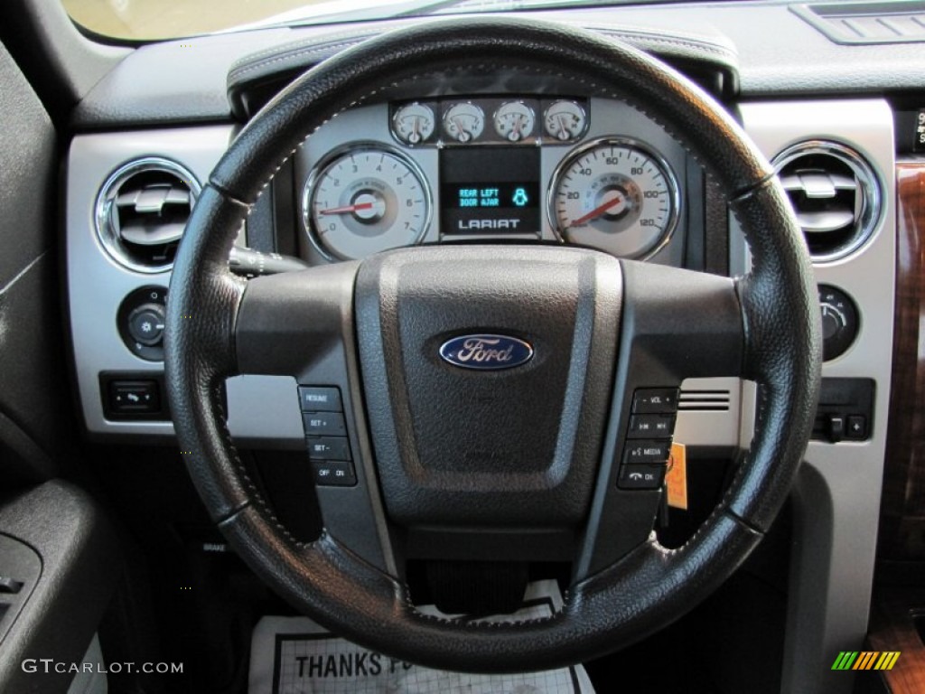 2010 Ford F150 Lariat SuperCrew 4x4 Black Steering Wheel Photo #62685404