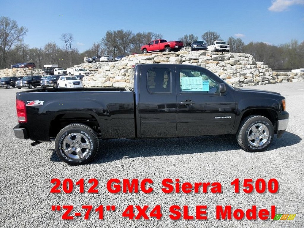 2012 Sierra 1500 SLE Extended Cab 4x4 - Carbon Black Metallic / Ebony photo #1