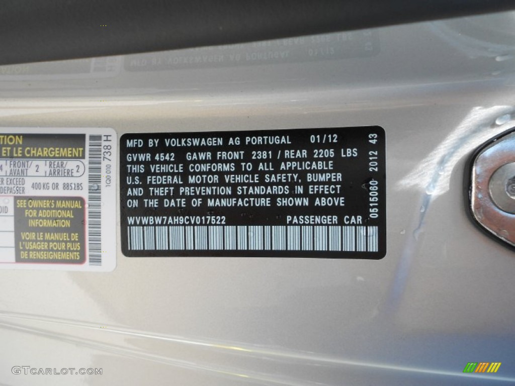 2012 Volkswagen Eos Komfort Info Tag Photos