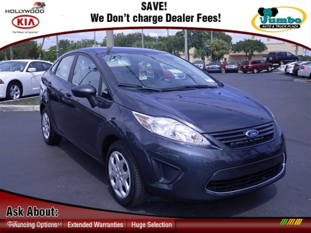 2011 Fiesta S Sedan - Monterey Grey Metallic / Light Stone/Charcoal Black Cloth photo #1