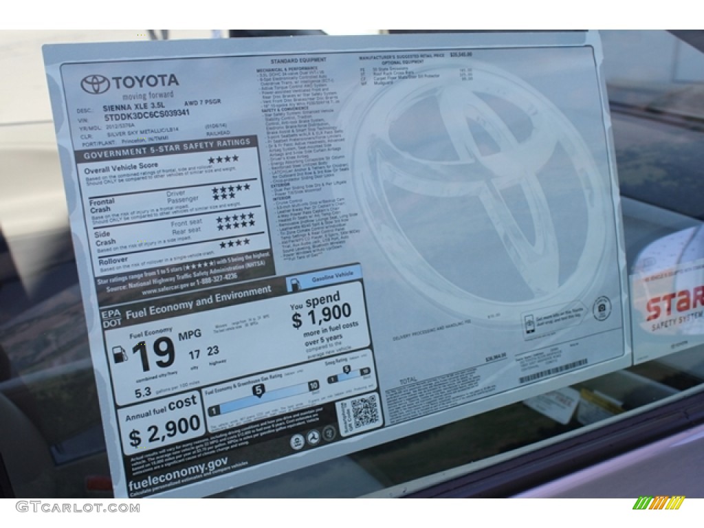 2012 Sienna XLE AWD - Silver Sky Metallic / Light Gray photo #15