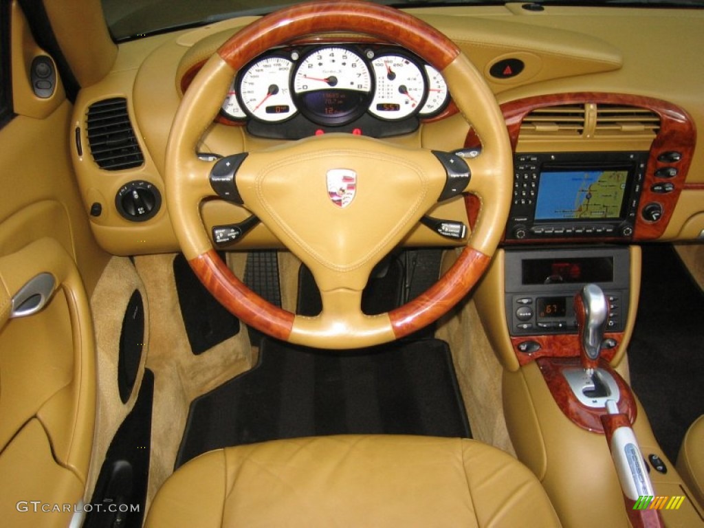 2005 Porsche 911 Turbo S Cabriolet Savanna Beige Steering Wheel Photo #62698142