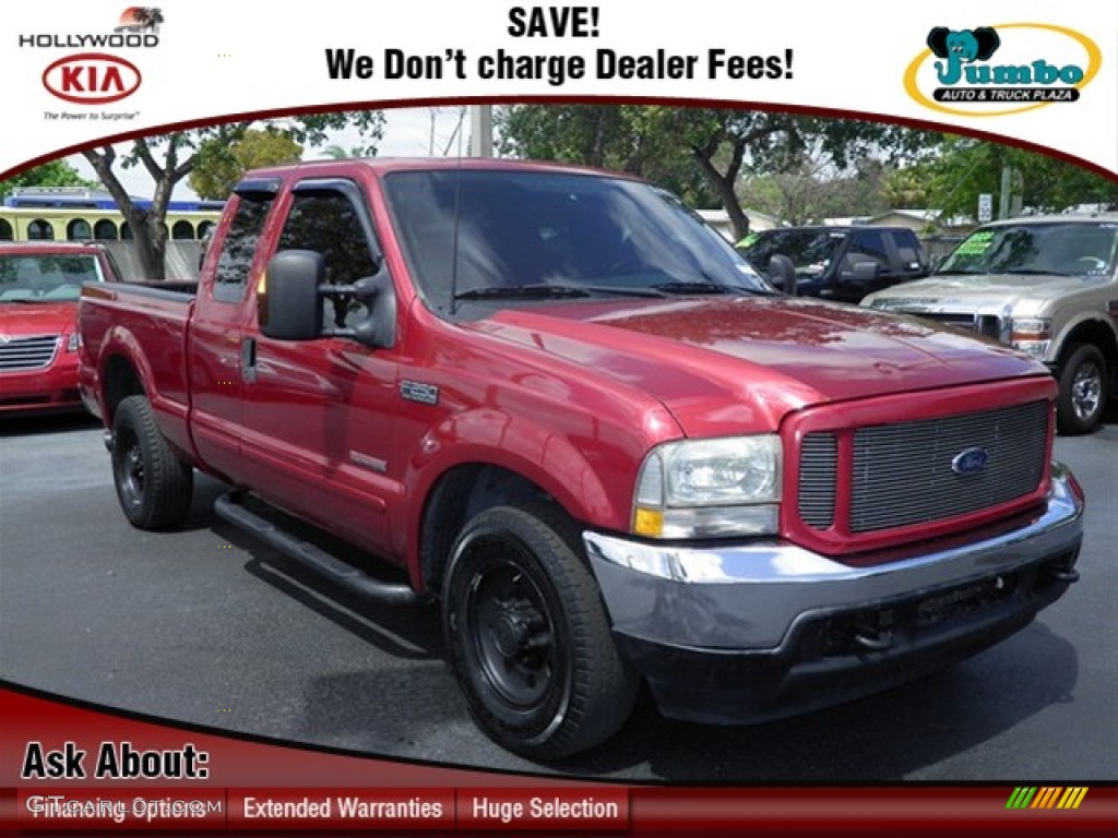 2003 F250 Super Duty XLT SuperCab - Toreador Red Metallic / Medium Flint Grey photo #1