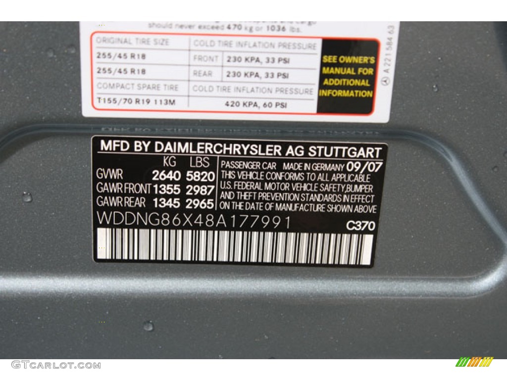 2008 S Color Code 370 for Andorite Gray Metallic Photo #62702198