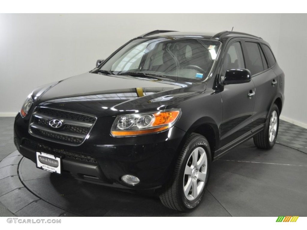 2008 Santa Fe Limited 4WD - Ebony Black / Black photo #1