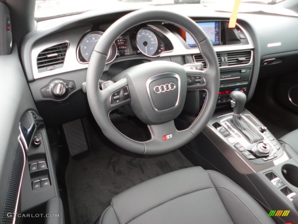 2012 Audi S5 3.0 TFSI quattro Cabriolet Black Steering Wheel Photo #62704265