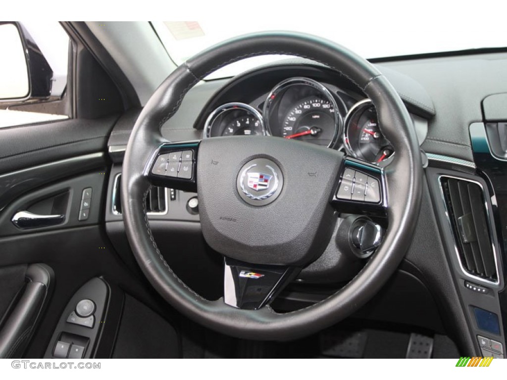 2009 Cadillac CTS -V Sedan Ebony Steering Wheel Photo #62706446
