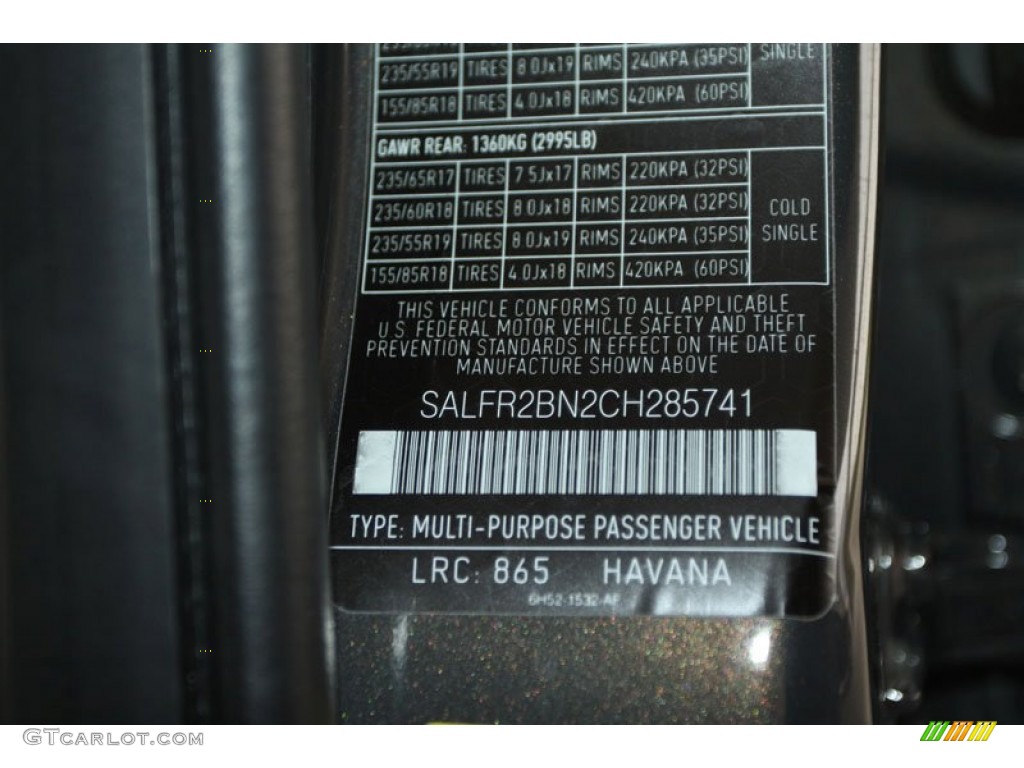 2012 LR2 Color Code 865 for Havana Metallic Photo #62707169