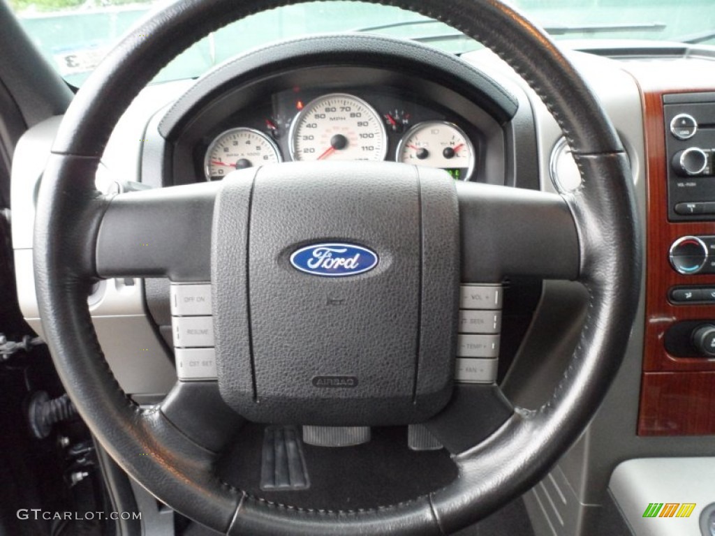 2008 Ford F150 Lariat SuperCrew 4x4 Black Steering Wheel Photo #62709524