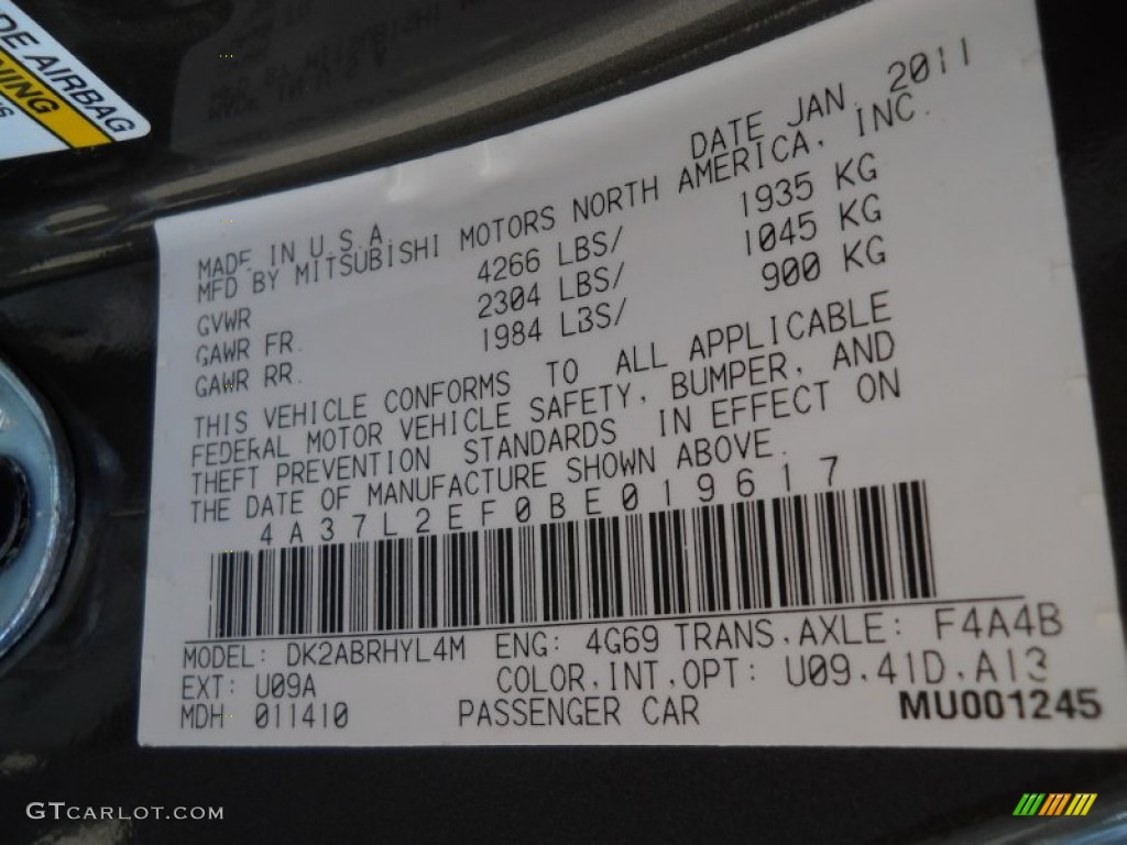 2011 Eclipse Color Code U09 for Carbon Pearl Photo #62709545