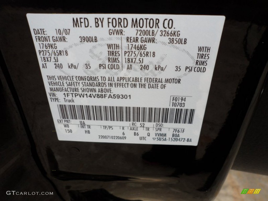 2008 F150 Color Code UA for Black Photo #62709548