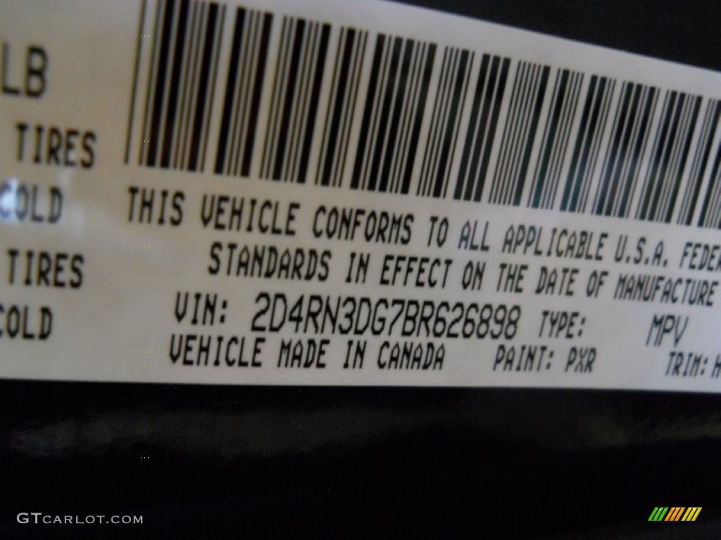 2011 Grand Caravan Color Code PXR for Brilliant Black Crystal Pearl Photo #62709722