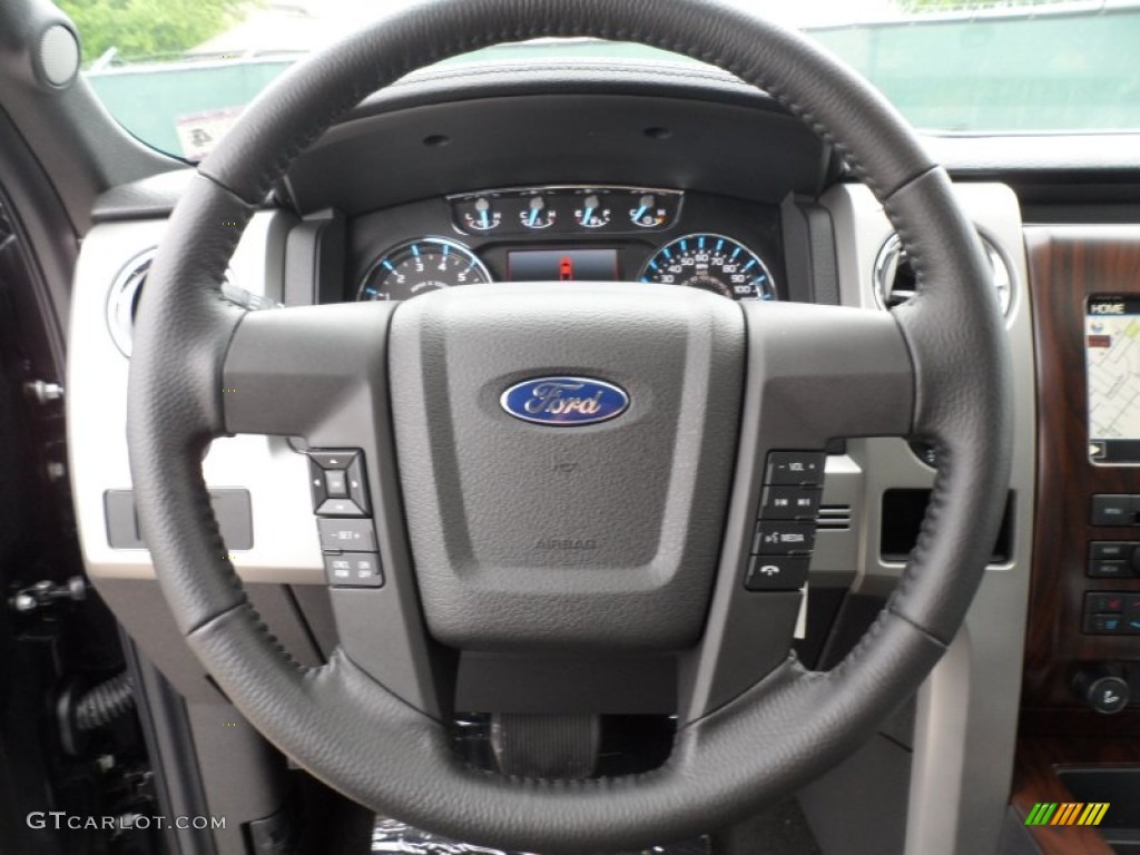 2012 Ford F150 Lariat SuperCrew 4x4 Black Steering Wheel Photo #62712008