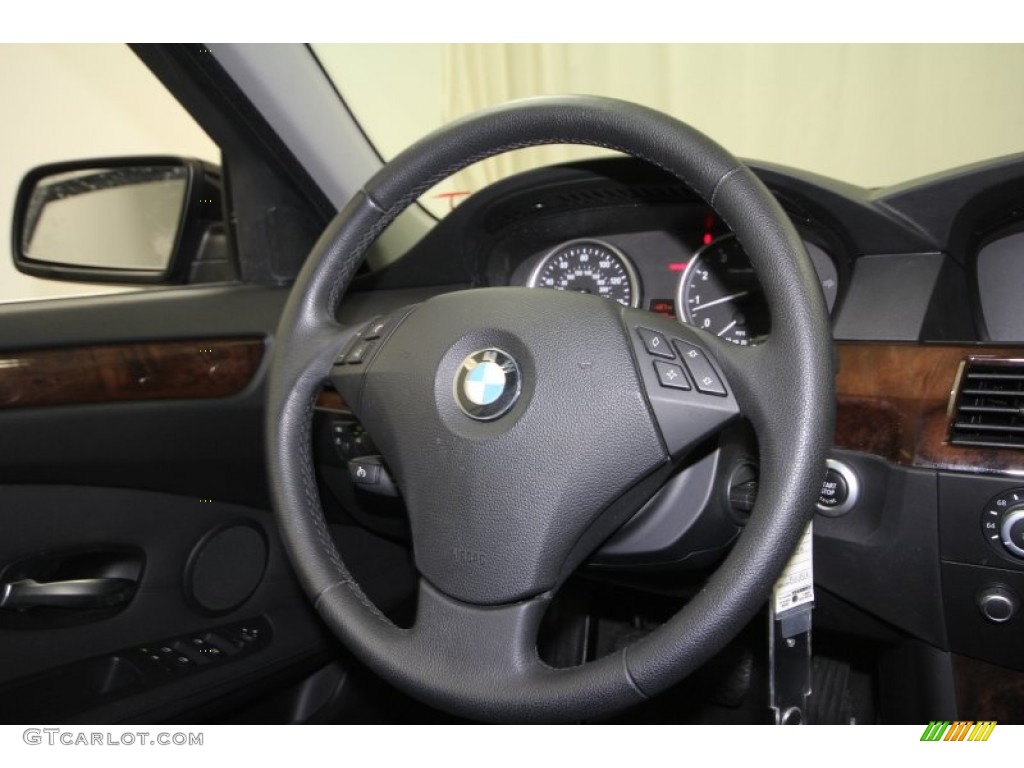 2010 BMW 5 Series 528i Sedan Black Steering Wheel Photo #62722858