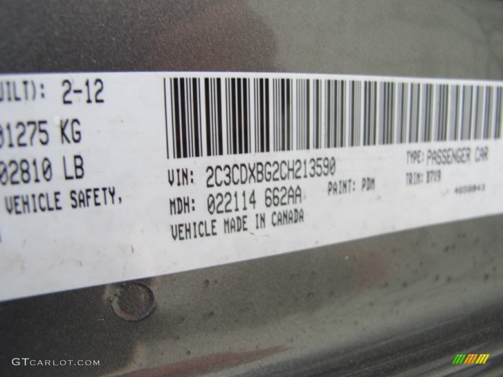 2012 Charger Color Code PDM for Tungsten Metallic Photo #62724745