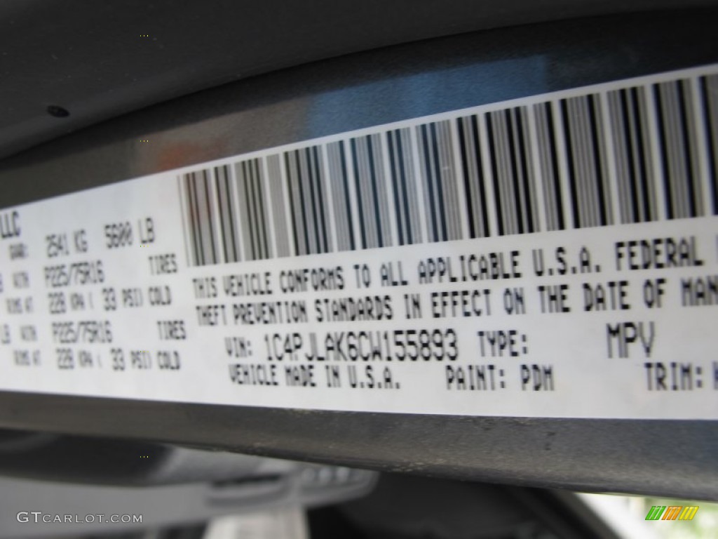 2012 Liberty Color Code PDM for Mineral Gray Metallic Photo #62724955