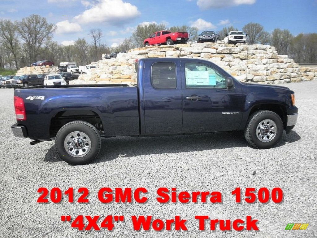 2012 Sierra 1500 SL Extended Cab 4x4 - Midnight Blue Metallic / Dark Titanium photo #1