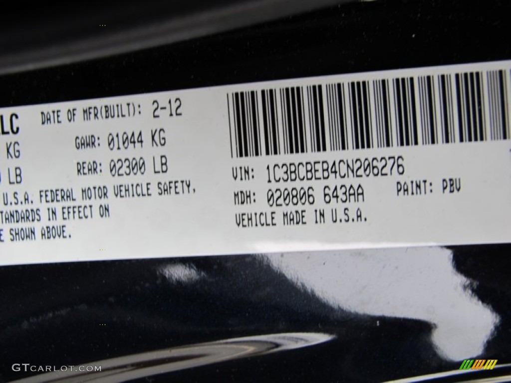 2012 200 Color Code PBV for Blackberry Pearl Coat Photo #62725855